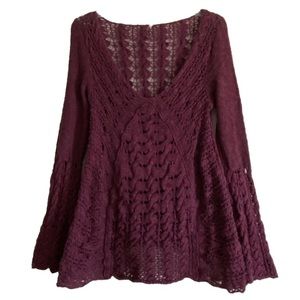 Free People Purple Crochet Sweater
